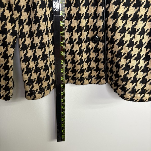 Susan Graver Womens Blazer Jacket Large Beige Black Houndstooth Button Mature - Picture 8 of 10